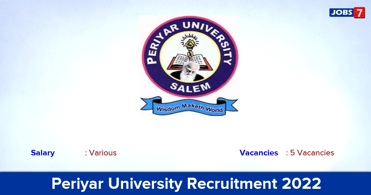 Periyar University Recruitment 2022 - Apply Offline for Junior Research Fellow Jobs