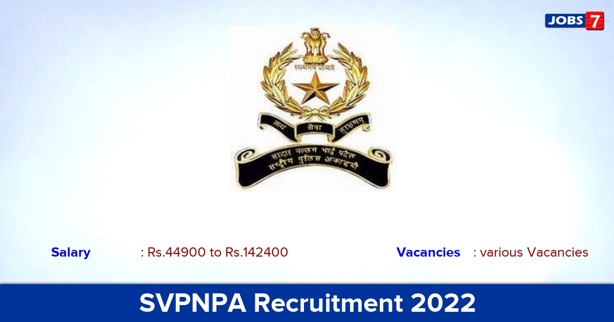 SVPNPA Recruitment 2022-2023 - Apply Offline for Junior Scientific Officer Vacancies