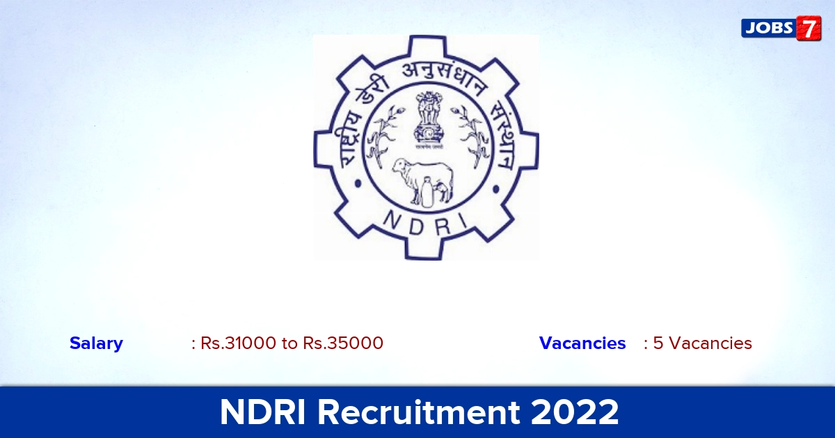 NDRI Recruitment 2022 - Apply Offline for Young Professional-II, Junior Research Fellow Jobs
