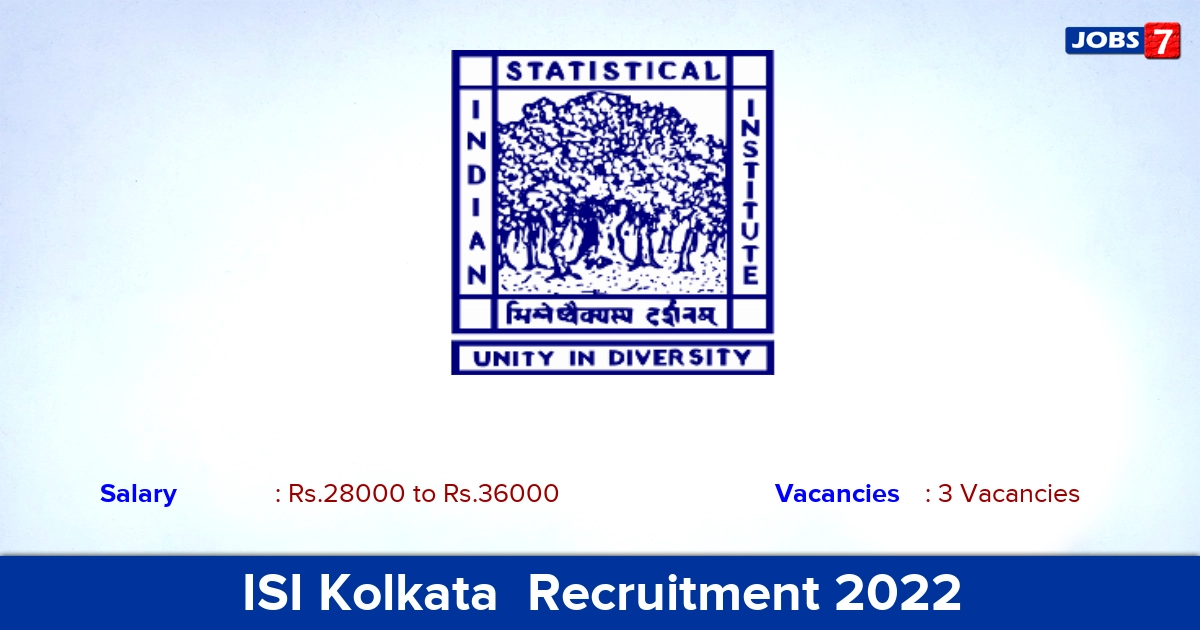 ISI Kolkata  Recruitment 2022 -  Apply Offline for Project Linked Person Jobs