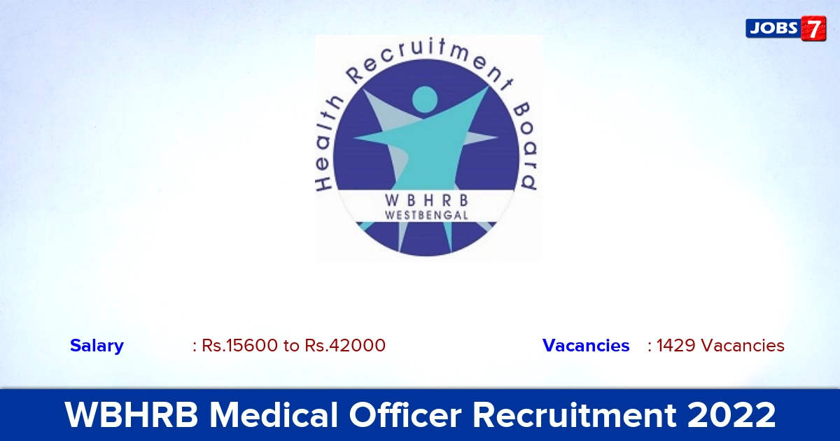 WBHRB Medical Officer Recruitment 2022 - Apply Online for 1429 Vacancies MBBS Pass Only!