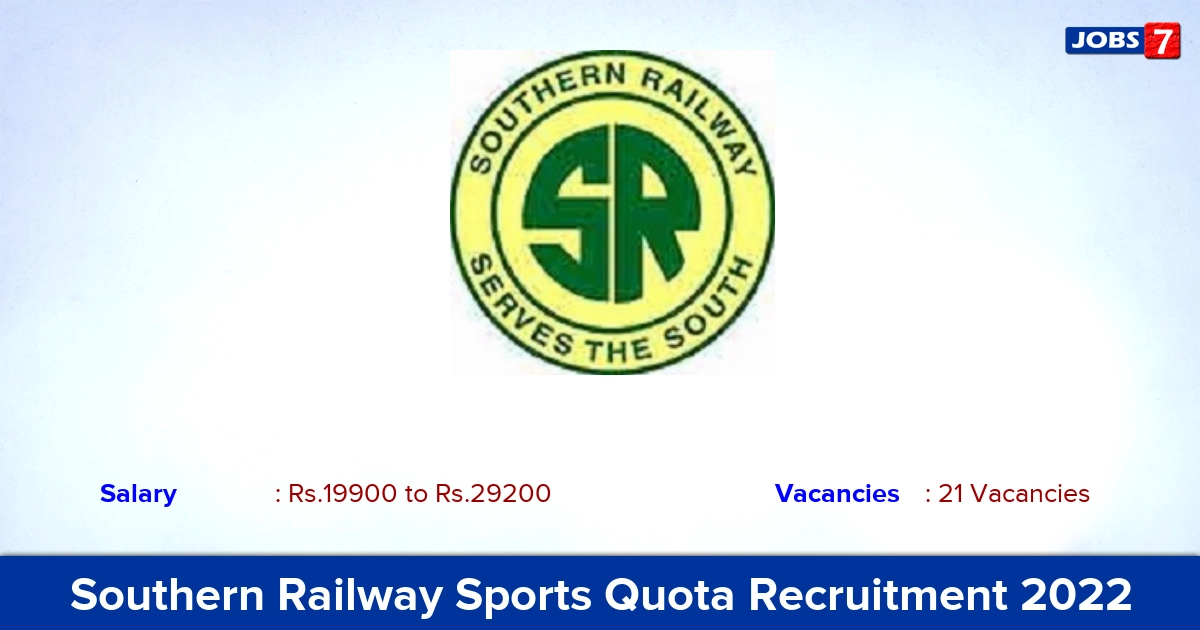 Southern Railway Sports Quota Recruitment 2022-2023 - Apply Online for 21 Vacancies! Southern Railway Sports Quota Recruitment 2022-2023 - Apply Online for 21 Vacancies!
