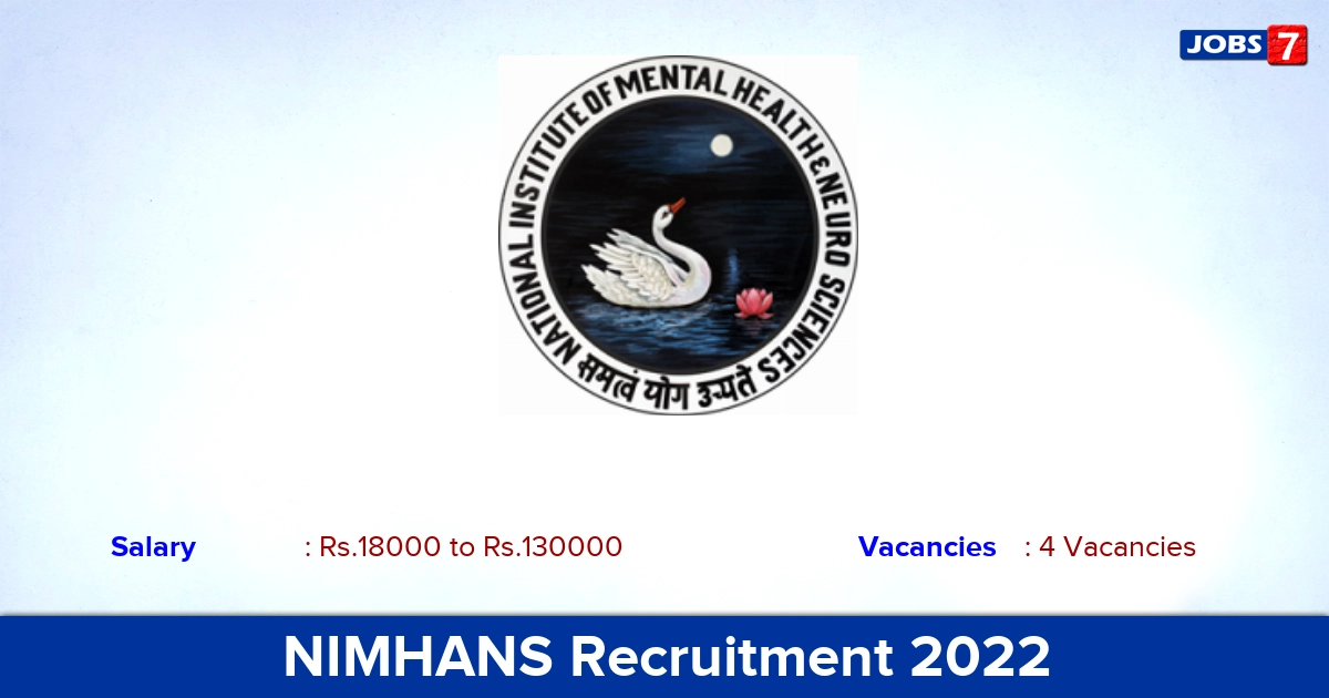 NIMHANS Recruitment 2022 - Apply Offline for JRF, Project Coordinator Jobs