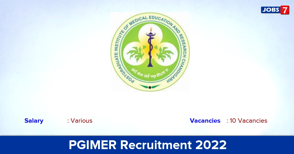 PGIMER Recruitment 2022 - Apply Offline for 10 Non Academic Junior Resident Vacancies