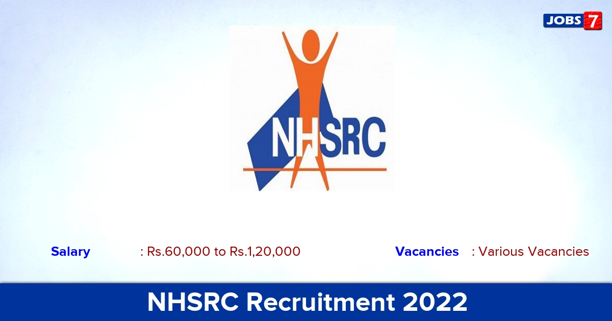 NHSRC Recruitment 2022 - Apply Online for Various Consultant vacancies