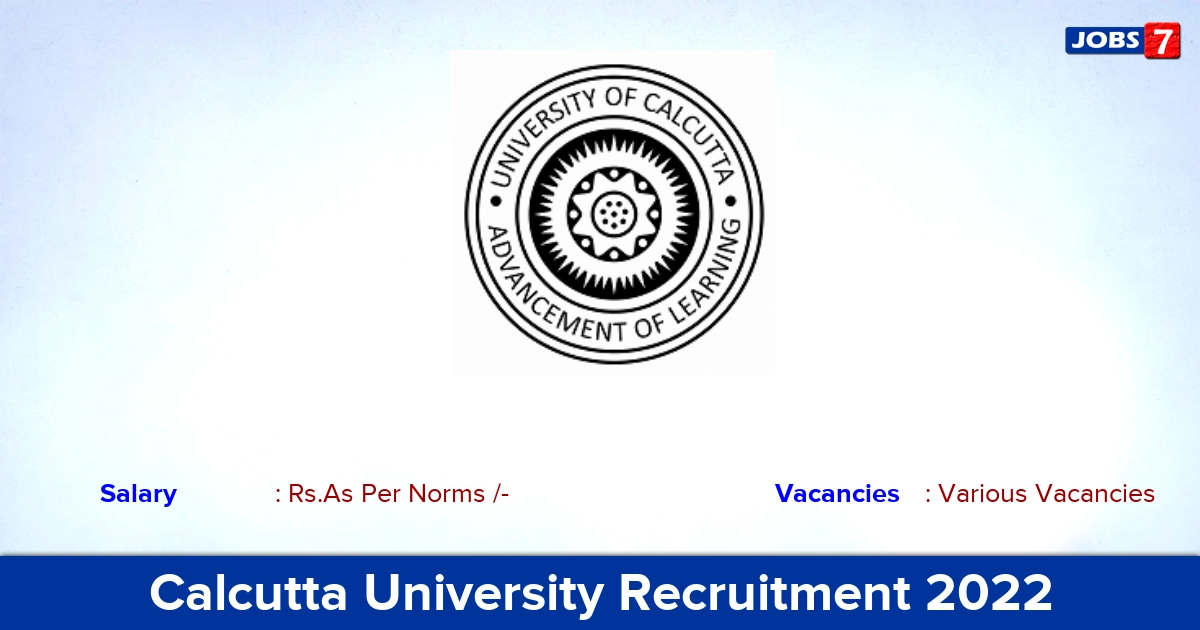 Calcutta University Recruitment 2022 - Apply Online for Various JRF vacancies