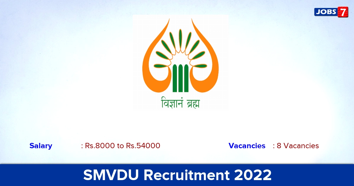 SMVDU Recruitment 2022 - Apply Online for Research Associate, Office Assistant  Jobs