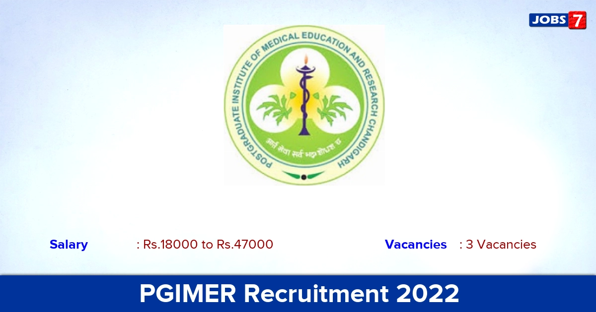PGIMER Recruitment 2022 - Apply Online for Research Assistant , Laboratory Technician Jobs