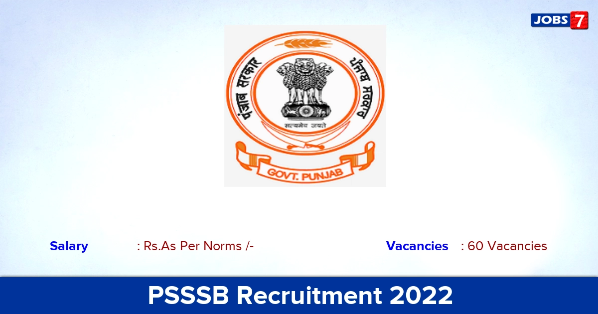 PSSSB Recruitment 2022-2023 - Apply Online for 60 Veterinary Inspector vacancies