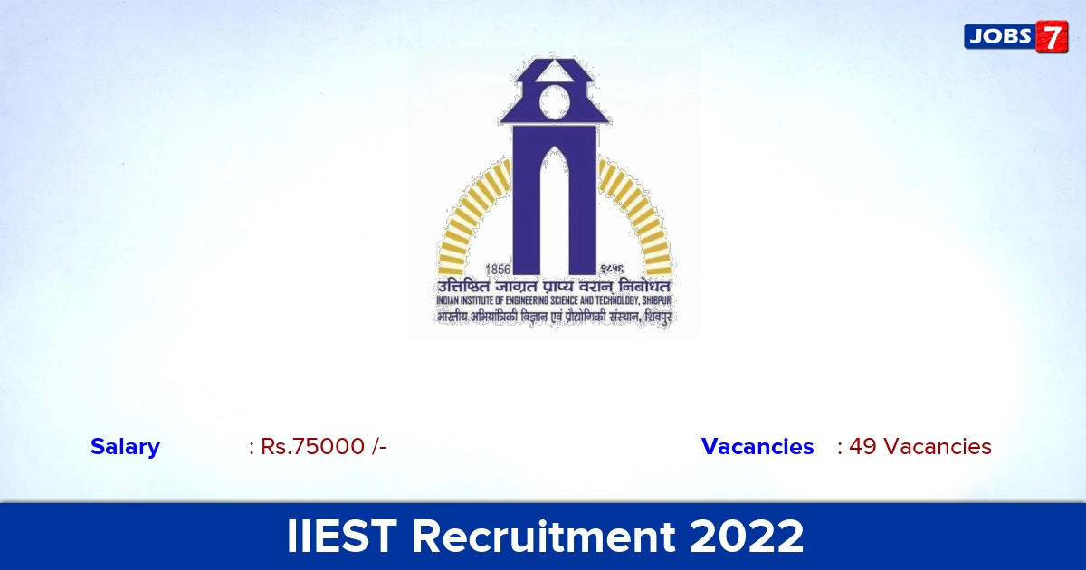 IIEST Recruitment 2022 - Apply Offline for 49 Faculty Vacancies