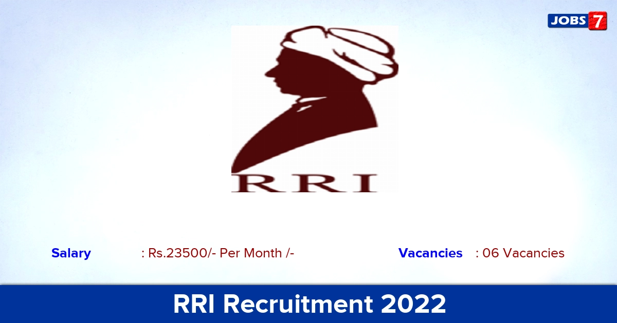 RRI Recruitment 2022-2023 - Research Assistant Jobs, Online Application!