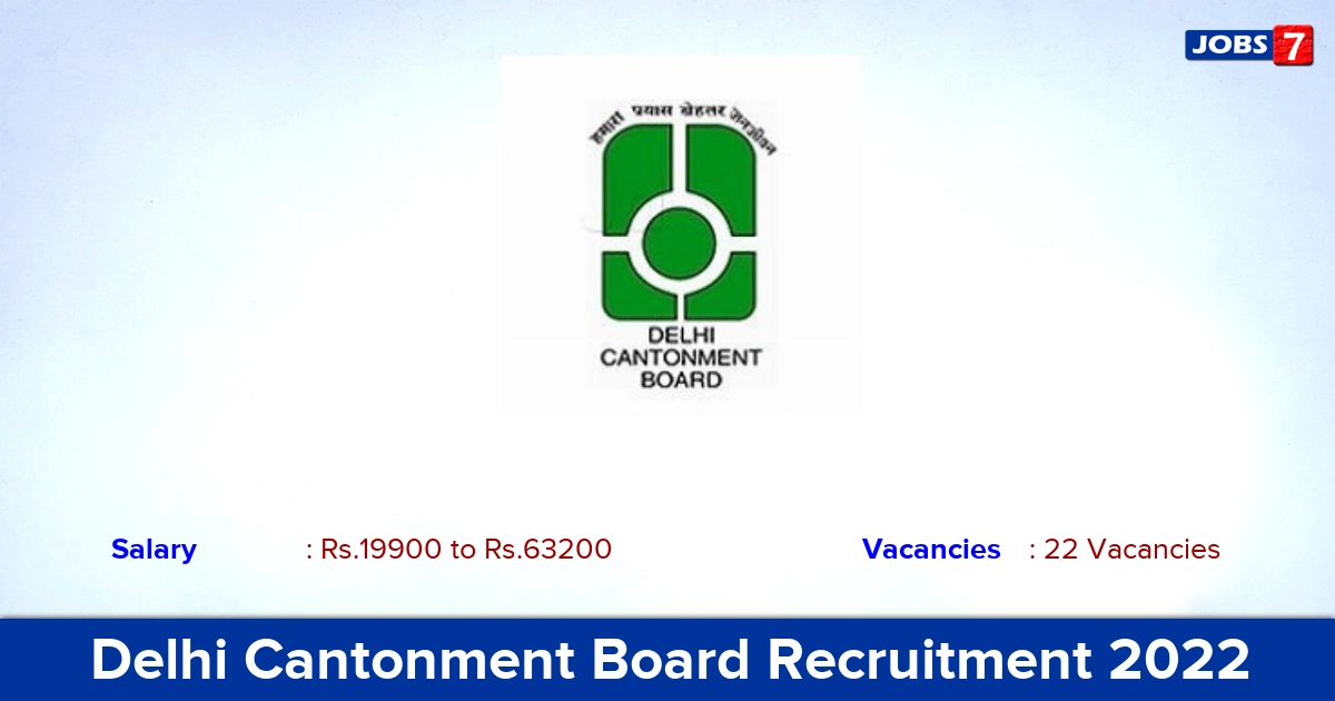 Delhi Cantonment Board Recruitment 2022-2023 - Apply Online for 22 Junior Clerk Vacancies