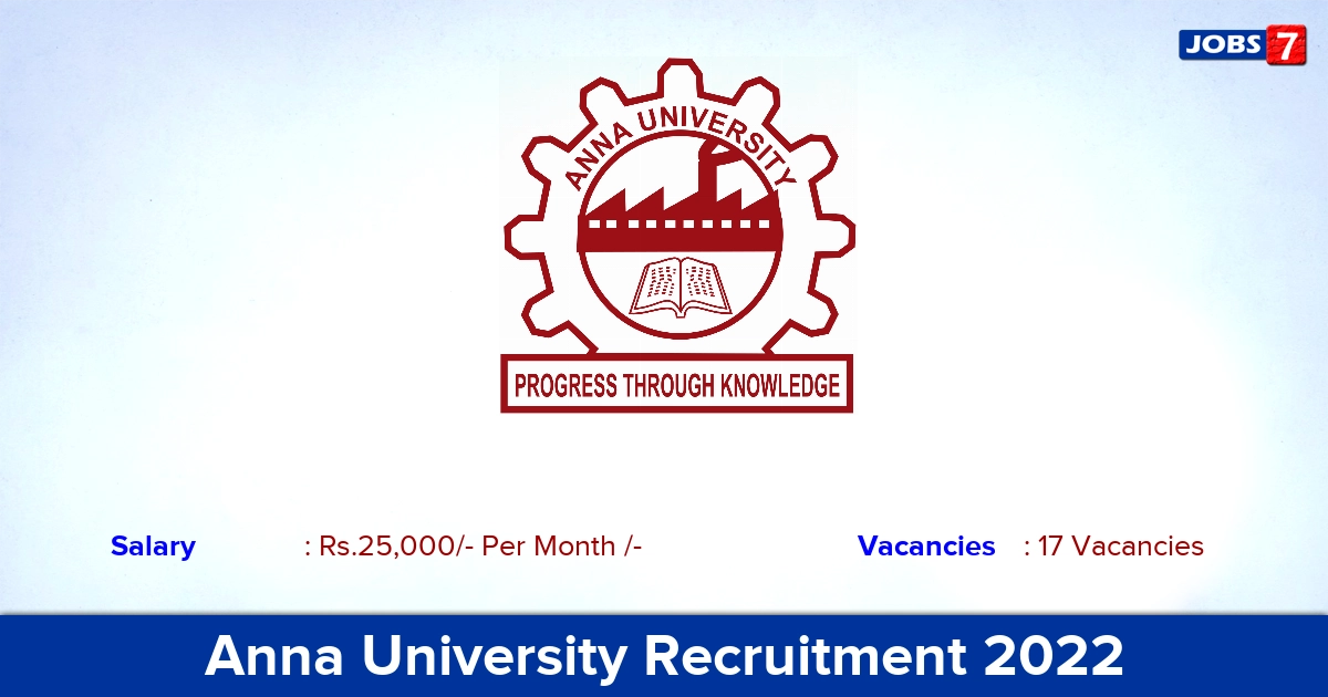 Anna University Recruitment 2022 - Apply Offline for 17 Teaching Fellow Vacancies
