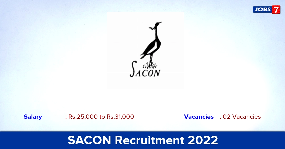 SACON Recruitment 2022 - Apply Online for Junior Research Fellow Jobs