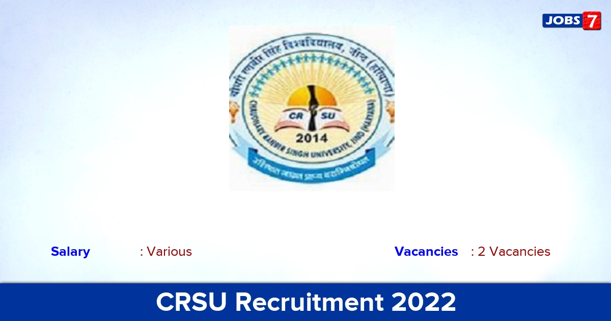 CRSU Recruitment 2022 - Apply Online for Part Time Teacher Jobs