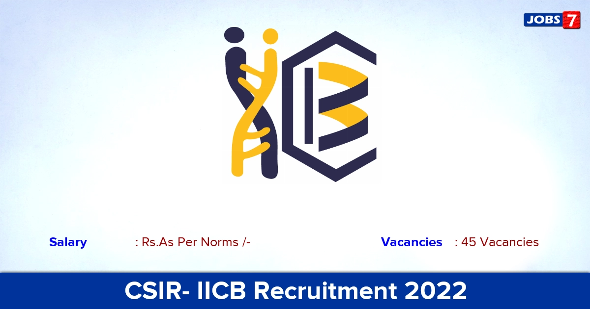 CSIR- IICB Recruitment 2022 - Junior Research Fellow Posts, 45 Vacancies! Walk-in Interview