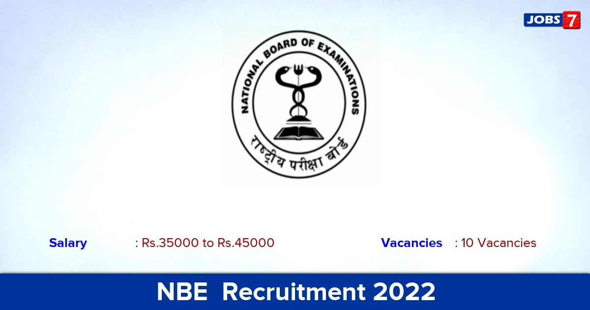 NBE  Recruitment 2022-2023 - Apply Offline for 10 Research Associate Vacancies