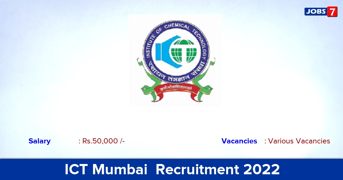 ICT Mumbai  Recruitment 2022 - Research Fellow Jobs, Apply Through an Email!