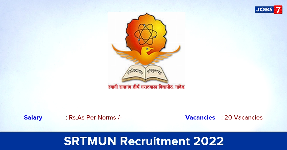 SRTMUN Recruitment 2022-2023 - Assistant Professor Posts, Offline Application Apply Now!
