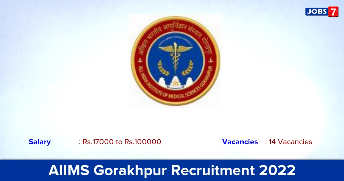 AIIMS Gorakhpur Recruitment 2022-2023 - Apply Online for 14 Consultant, SRF Vacancies