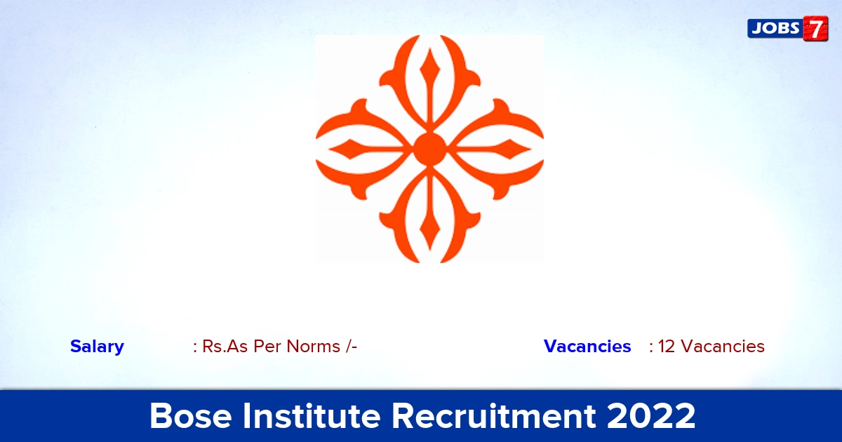 Bose Institute Recruitment 2022-2023 - Assistant Professor & Professor Posts, Apply Online