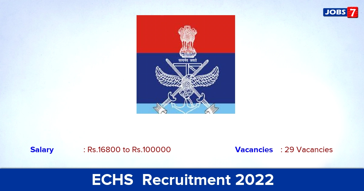 ECHS  Recruitment 2022-2023 - Apply Online for 29 Medical Specialist, DEO Vacancies