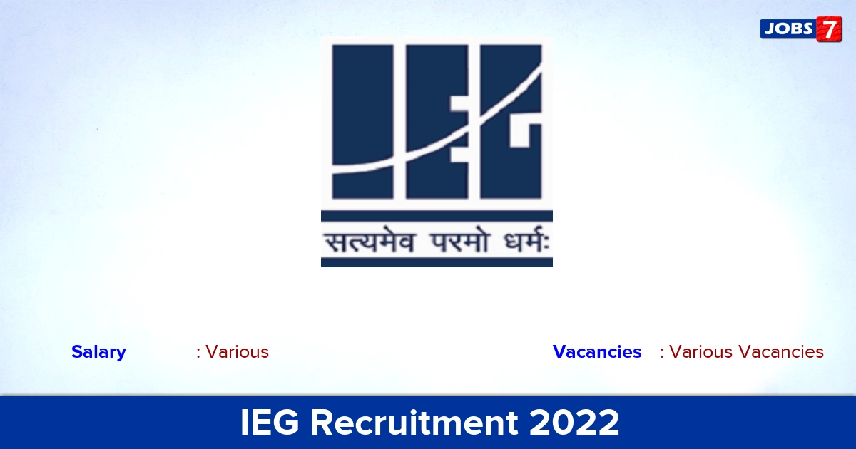 IEG Recruitment 2022-2023 - Apply Offline for Semi-Professional Assistant Vacancies