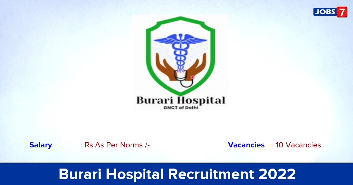 Burari Hospital Recruitment 2022 - Senior Resident Posts! Walk-in Interview
