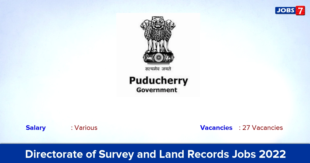 Directorate of Survey and Land Records Recruitment 2022-2023 - Apply Online for 27 Field Surveyor Vacancies