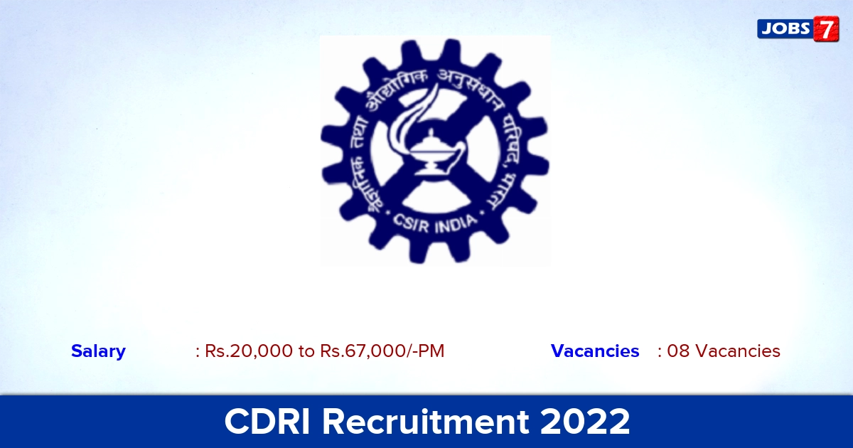 CDRI Recruitment 2022-2023 - Project Assistant & Project Associate Jobs, Online Application!