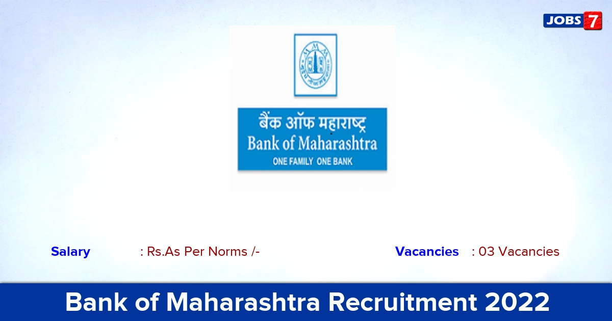 Bank of Maharashtra Recruitment 2022-2023 - Chief Technology Officer Jobs, Offline Application!