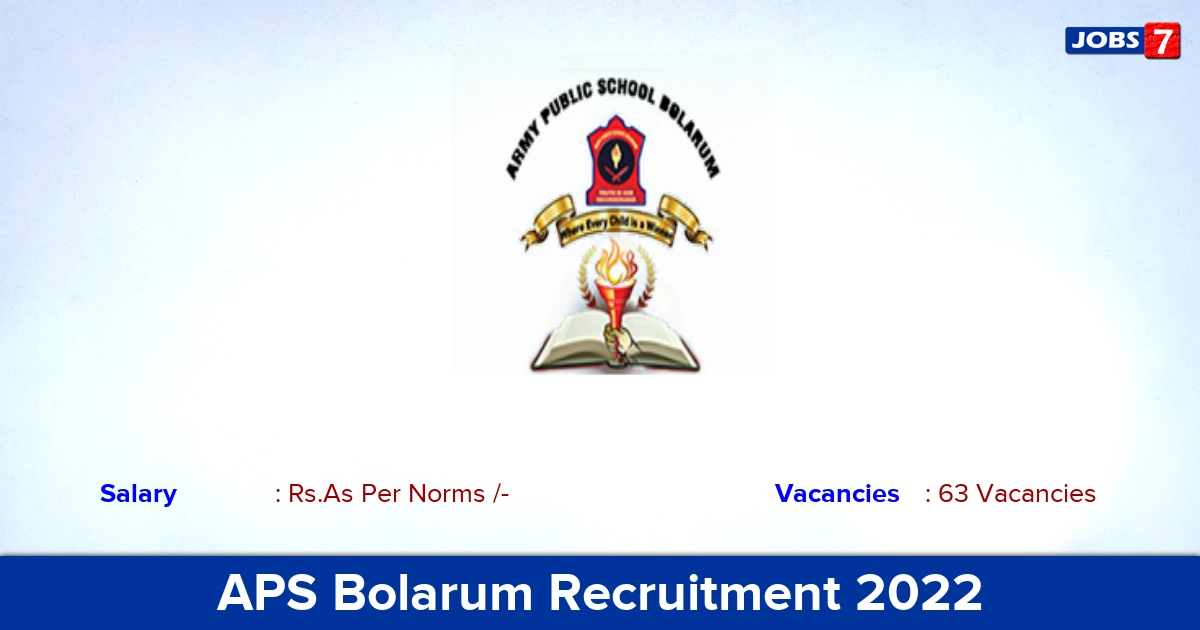 APS Bolarum Recruitment 2023 - TGT & Primary Teacher Job Notification, Apply Offline