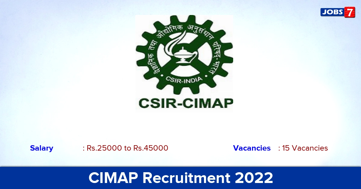 CIMAP Recruitment 2022-2023 - Apply Offline for 15 Project Associate, SRF, JRF Vacancies