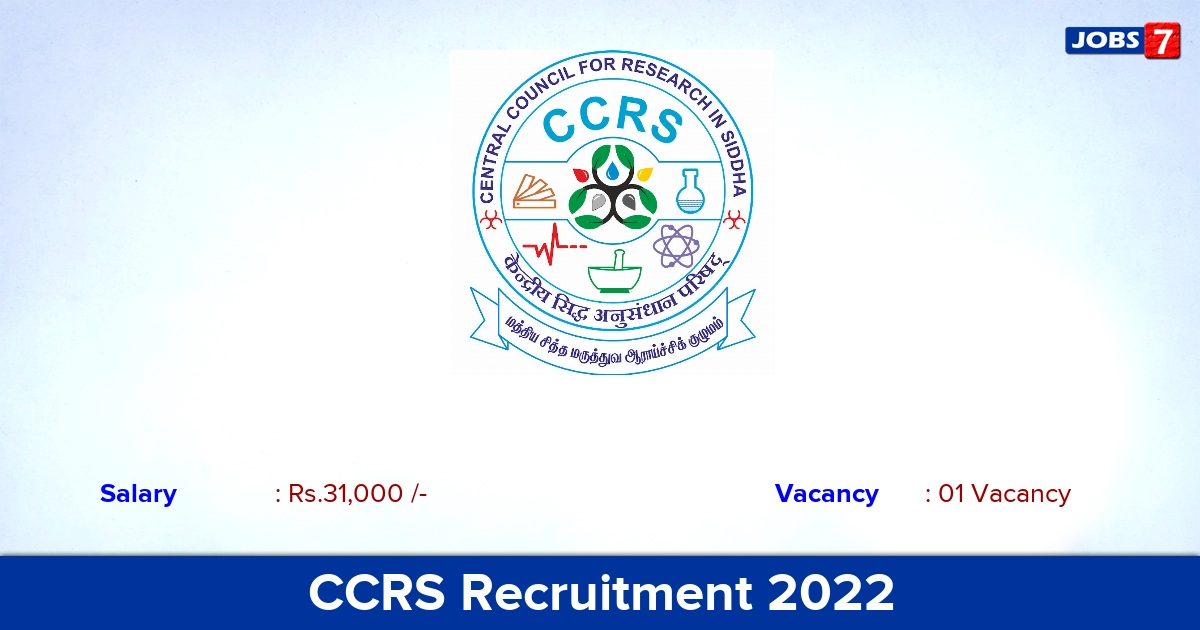 CCRS Recruitment 2023 - Junior Research Fellow Jobs, Apply Through an Email!