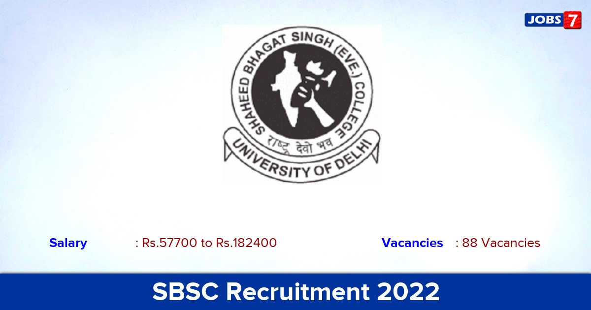 SBSC Recruitment 2022-2023 - Apply Online for 88 Assistant Professor Vacancies