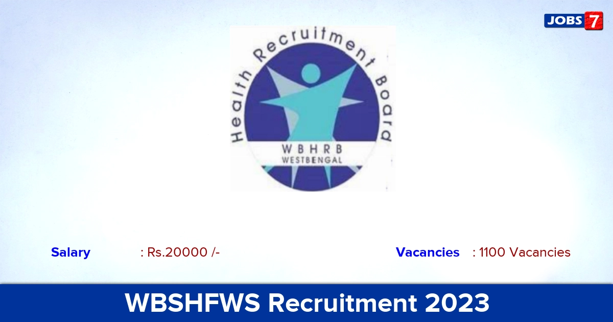 WBSHFWS Recruitment 2023 - Apply Online for 1100 Community Health Officer Vacancies
