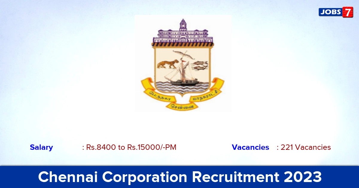 Chennai Corporation Lab Technician & Pharmacist Recruitment 2023, 221 Vacancies! Offline Application
