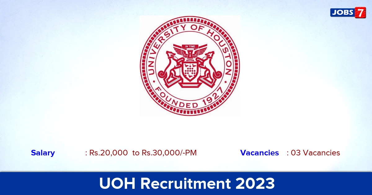 UOH Recruitment 2023 Research Assistant Jobs, Apply Through an Email!