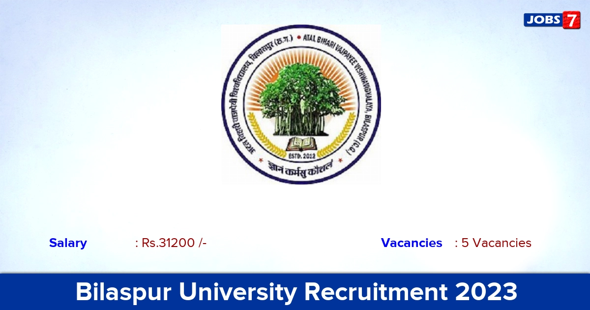 Bilaspur University Recruitment 2023 - Apply Online for Guest Faculty Jobs