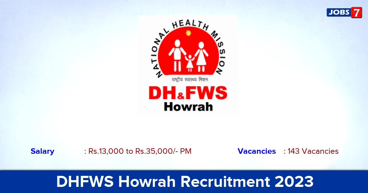 DHFWS Howrah Recruitment 2023  Staff Nurse, Salary 35,000/- PM 