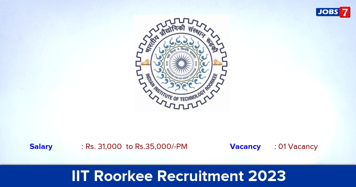 IIT Roorkee Recruitment 2023 - Junior Research Fellow Posts, Offline Application!  