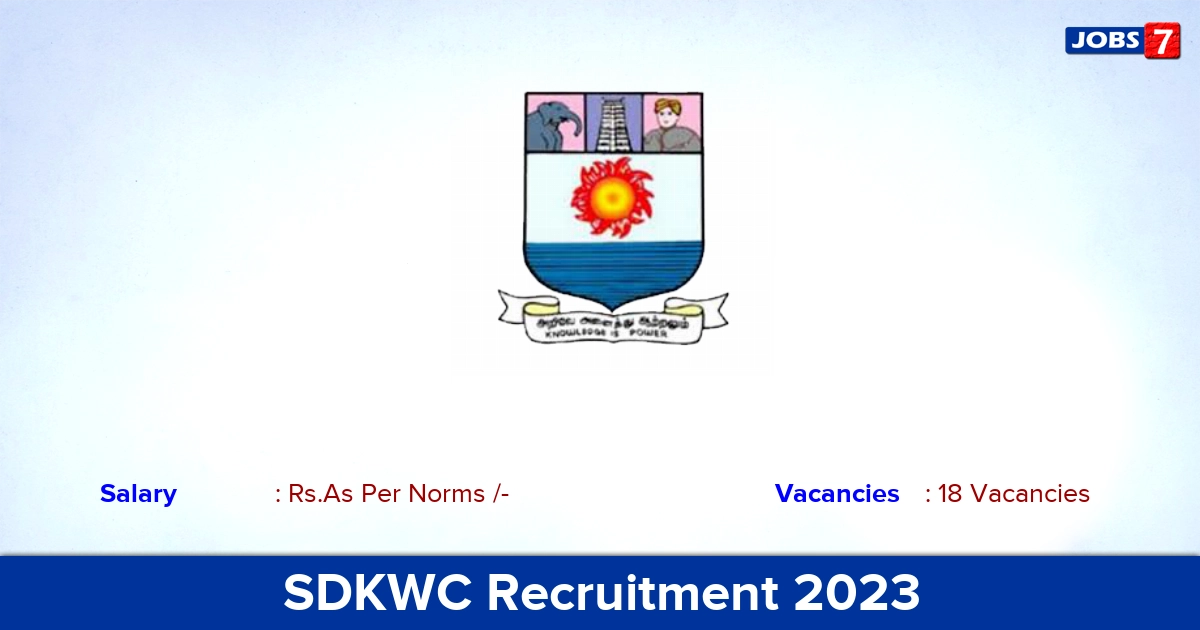 SDKWC Recruitment 2023 - Offline Application For Teaching & Non-Teaching Faculty Jobs Apply Now! 