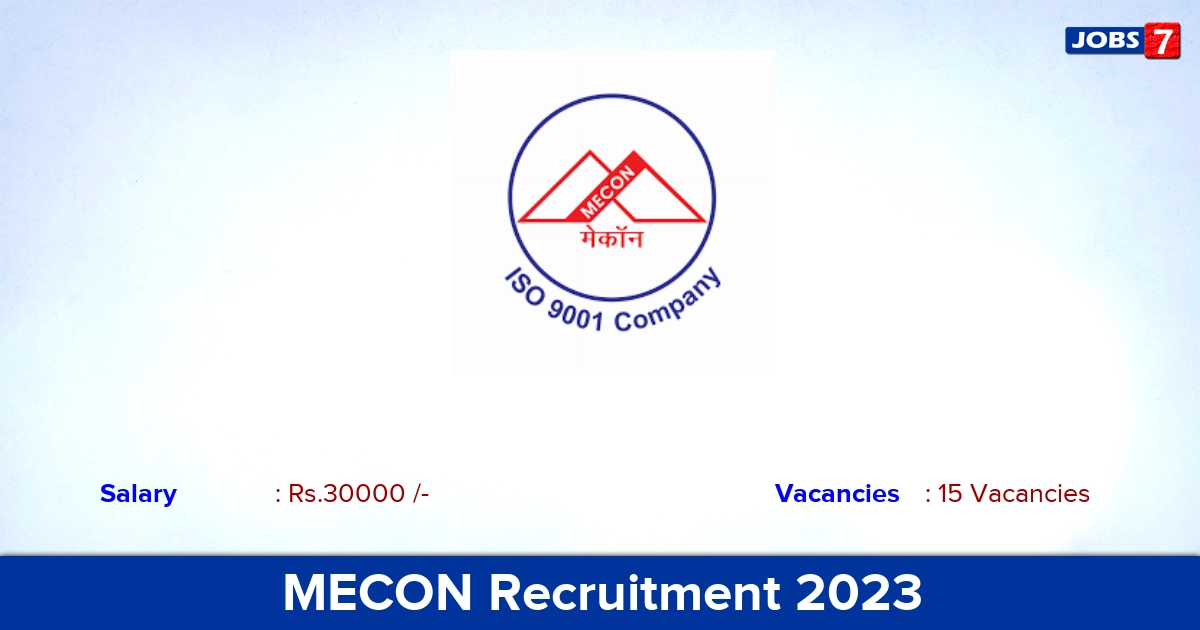 MECON Recruitment 2023 - Apply Online for 15 Draftsman Vacancies