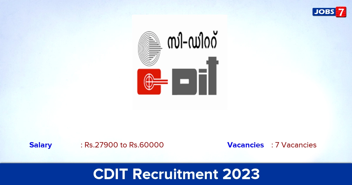 CDIT Recruitment 2023 - Apply Online for Graphic Designer, Senior Research Associate Jobs