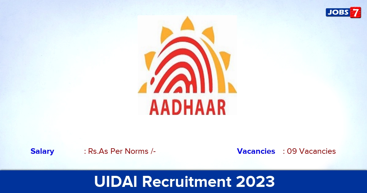 UIDAI Recruitment 2023  Accountant & Private secretary Jobs! Offline Application