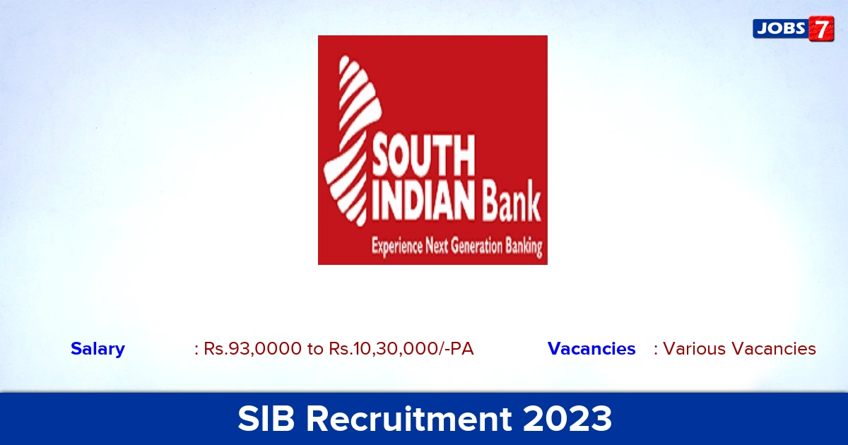 SIB Sales Manager Recruitment 2023, Apply Online!
