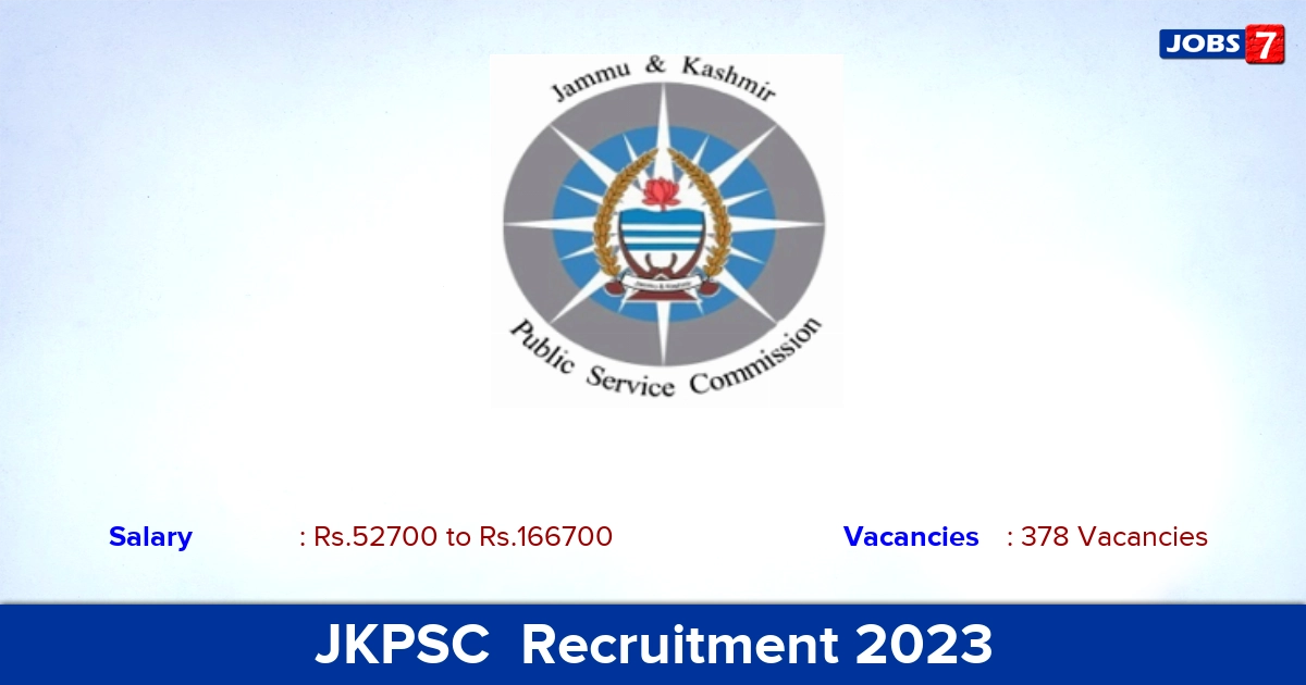 JKPSC  Recruitment 2023 - Apply Online for 378 Medical Officer Vacancies