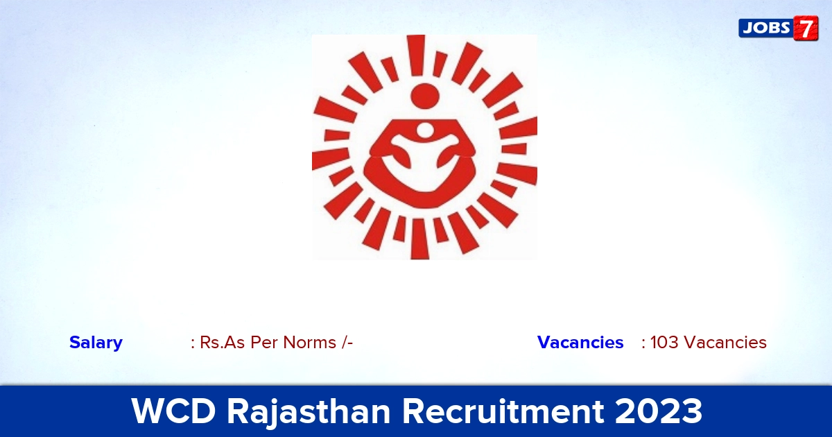 WCD Rajasthan Anganwadi Worker & Helper Recruitment 2023, 103 Vacancies! Apply Offline 