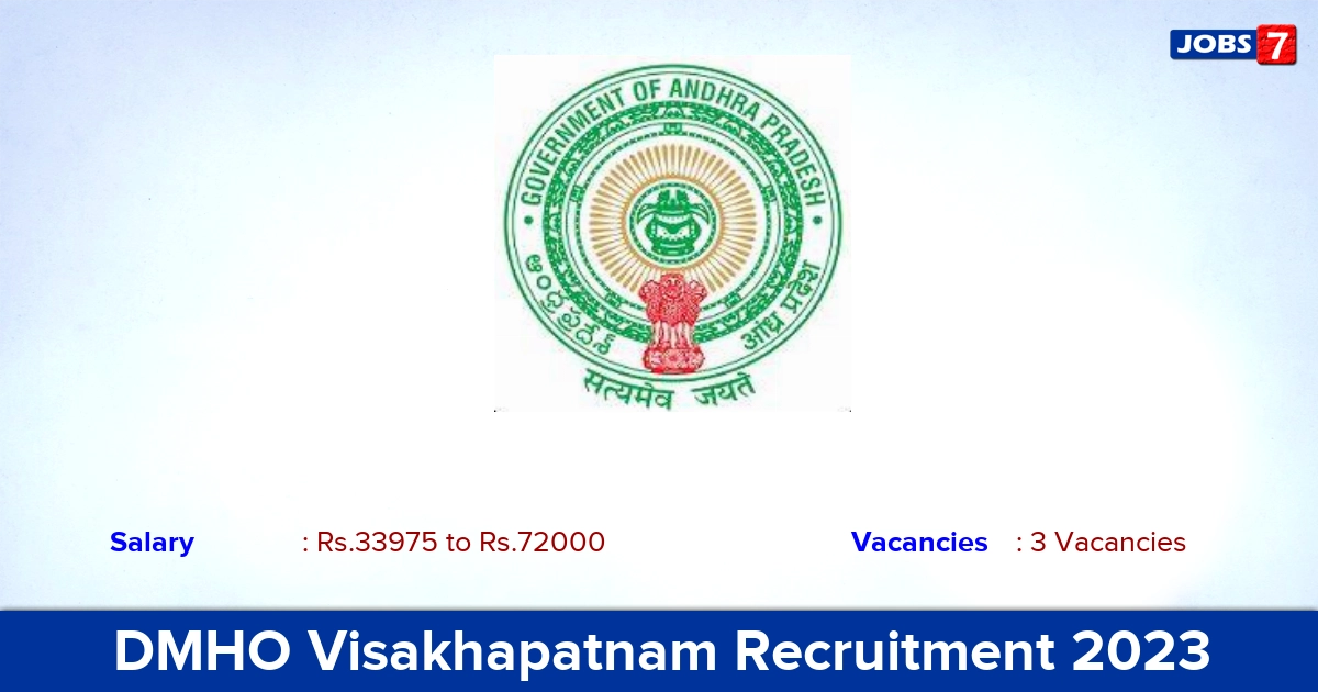 DMHO Visakhapatnam Recruitment 2023 - Apply Offline for Senior Medical Officer Jobs
