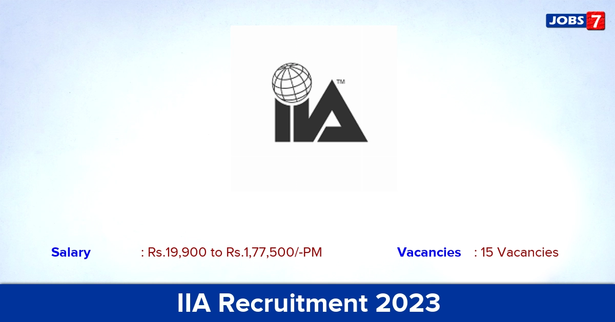 IIA Junior Technical Assistant Recruitment 2023, Online Application!